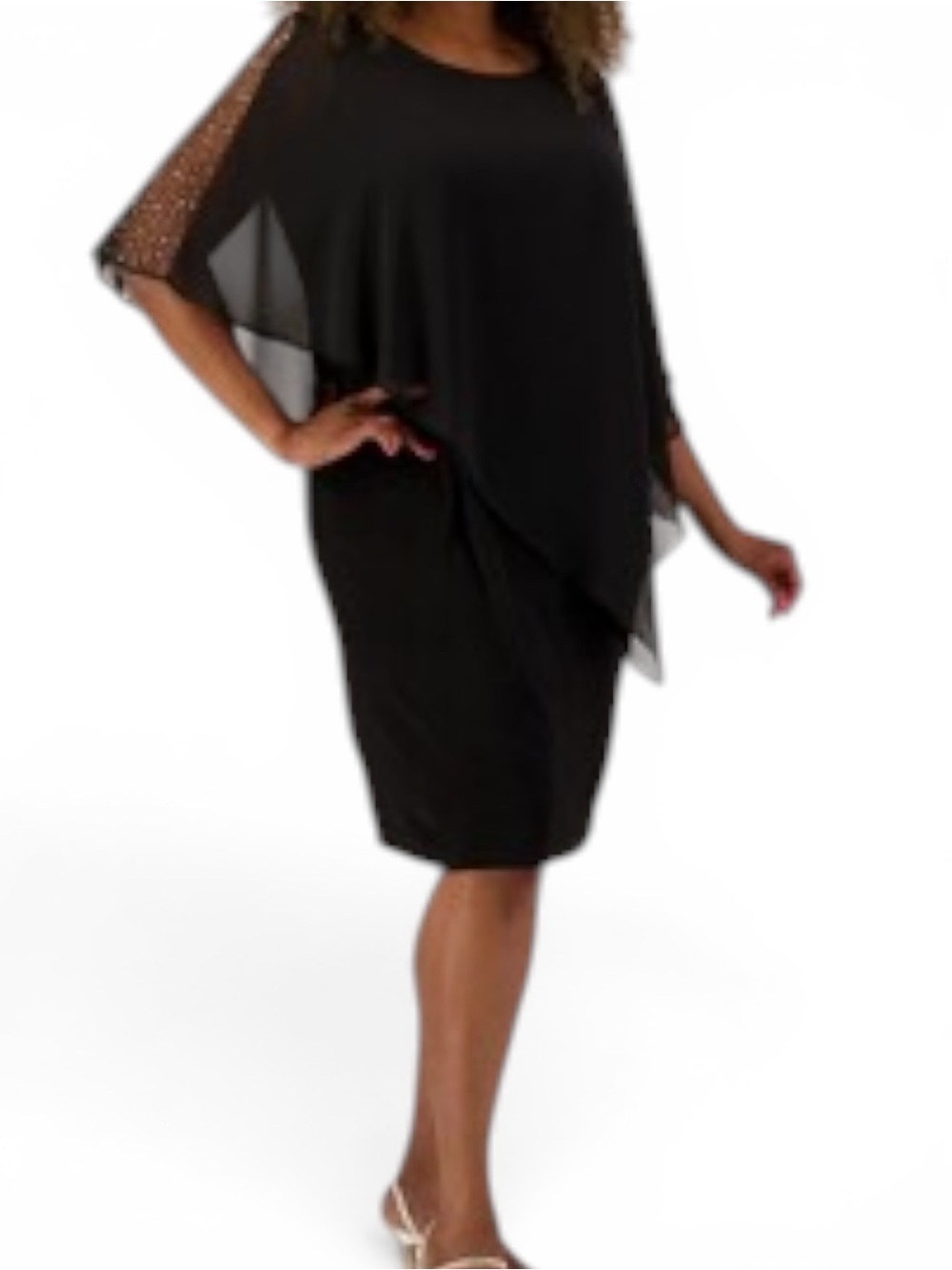 Asymmetrical Overlay Dress with Embellished Shoulders